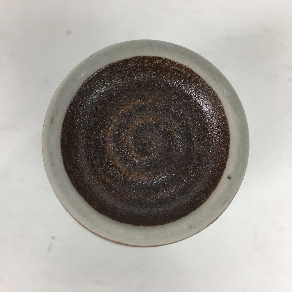 Japanese Ceramic Teacup Yunomi Vtg Blue Design Brown Bottom Sencha TC225