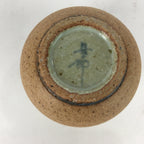 Japanese Ceramic Teacup Yunomi Vtg Blue flower Brown Pottery Sencha TC221