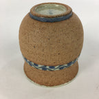 Japanese Ceramic Teacup Yunomi Vtg Blue flower Brown Pottery Sencha TC221