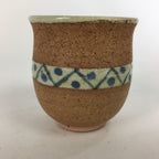 Japanese Ceramic Teacup Yunomi Vtg Blue flower Brown Pottery Sencha TC222