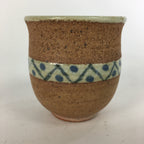 Japanese Ceramic Teacup Yunomi Vtg Blue flower Brown Pottery Sencha TC222