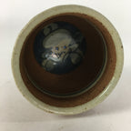 Japanese Ceramic Teacup Yunomi Vtg Blue flower Brown Pottery Sencha TC222