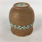 Japanese Ceramic Teacup Yunomi Vtg Blue flower Brown Pottery Sencha TC222