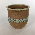 Japanese Ceramic Teacup Yunomi Vtg Blue flower Brown Pottery Sencha TC222
