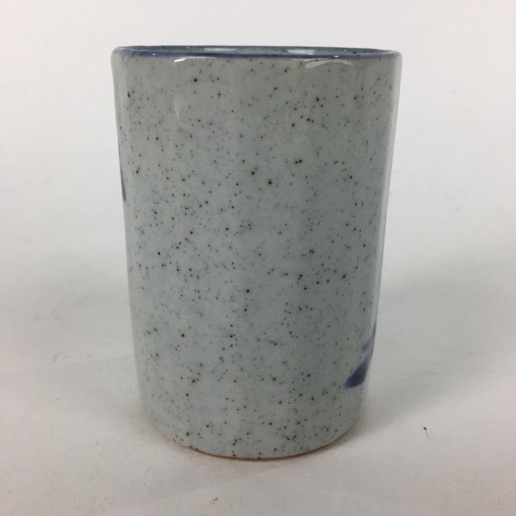 Japanese Ceramic Teacup Yunomi Vtg Gray Chinese Style Blue Design Sencha TC235