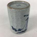 Japanese Ceramic Teacup Yunomi Vtg Gray Chinese Style Blue Design Sencha TC235