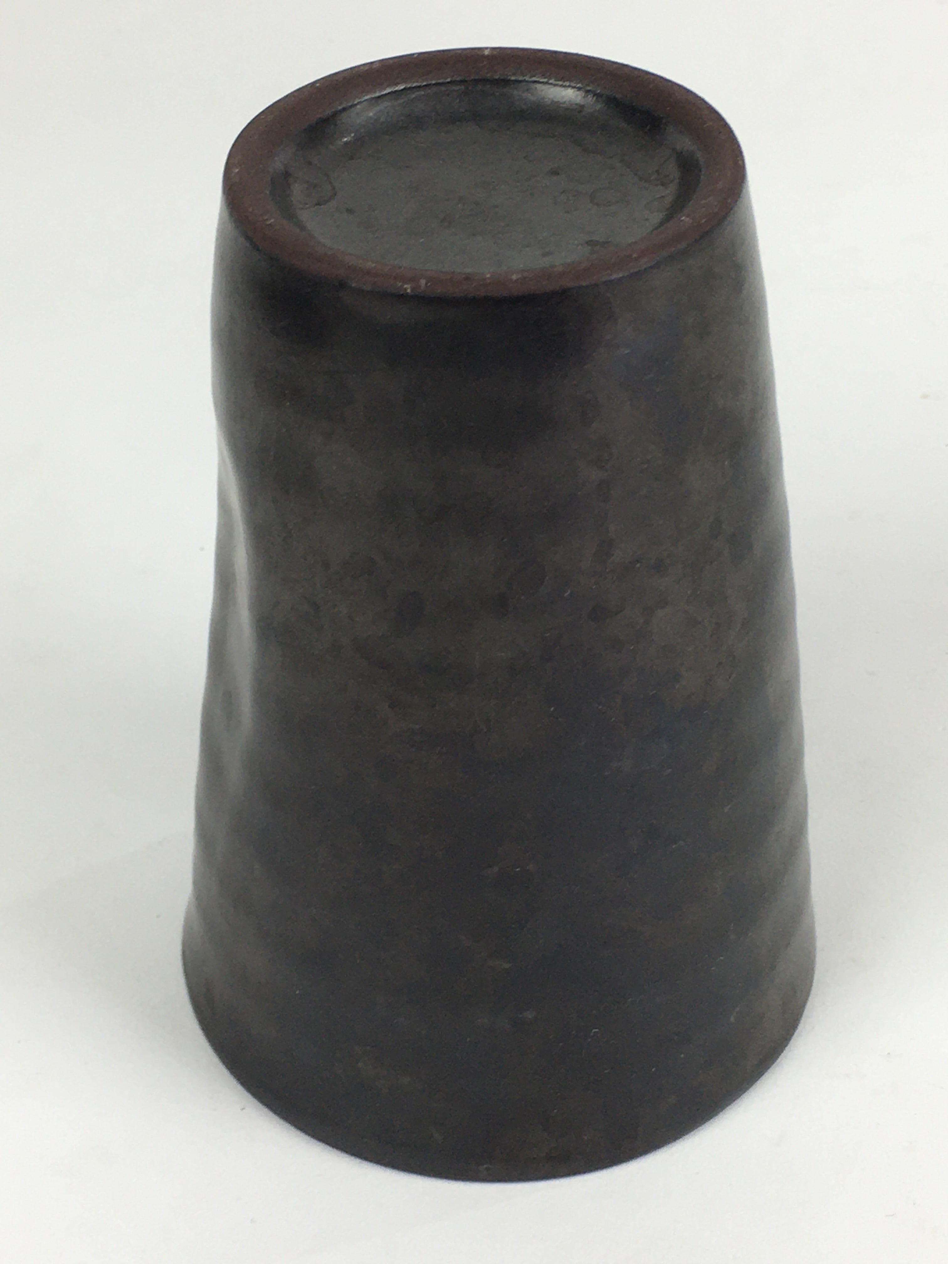 Japanese Ceramic Teacup Yunomi Vtg Pottery Black Yakimono Sencha PP925