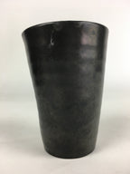 Japanese Ceramic Teacup Yunomi Vtg Pottery Black Yakimono Sencha PP925
