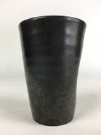 Japanese Ceramic Teacup Yunomi Vtg Pottery Black Yakimono Sencha PP925