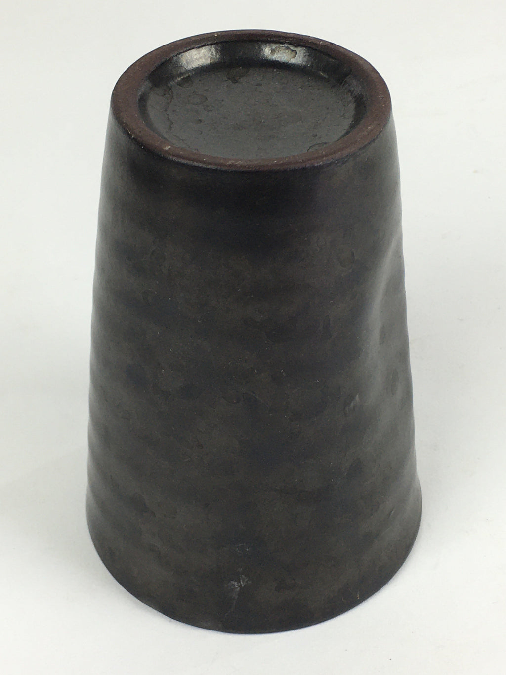 Japanese Ceramic Teacup Yunomi Vtg Pottery Black Yakimono Sencha PP925