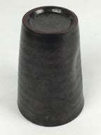Japanese Ceramic Teacup Yunomi Vtg Pottery Black Yakimono Sencha PP925