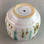 Japanese Ceramic Teacup Yunomi Vtg Pottery Green Brown White Sencha TC111