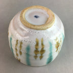 Japanese Ceramic Teacup Yunomi Vtg Pottery Green Brown White Sencha TC111