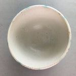 Japanese Ceramic Teacup Yunomi Vtg Pottery Green Brown White Sencha TC113