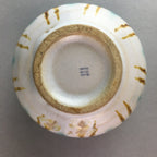 Japanese Ceramic Teacup Yunomi Vtg Pottery Green Brown White Sencha TC113
