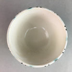 Japanese Ceramic Teacup Yunomi Vtg Pottery Green Brown White Sencha TC114