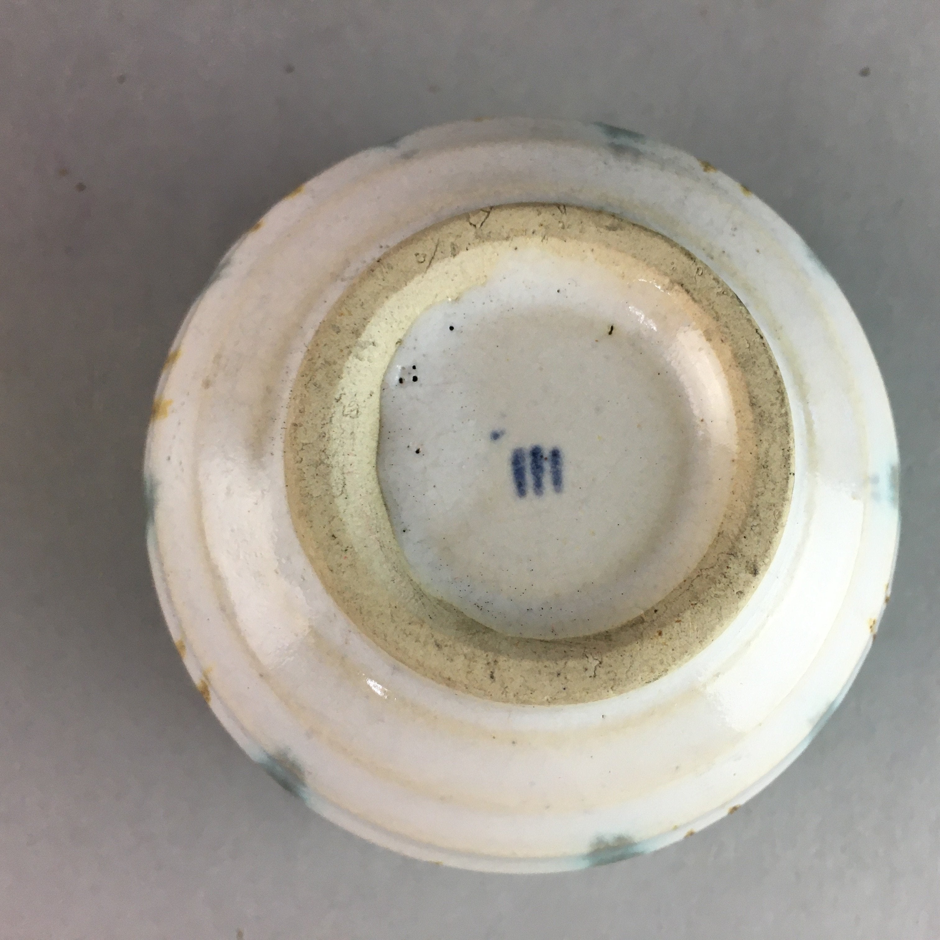Japanese Ceramic Teacup Yunomi Vtg Pottery Green Brown White Sencha TC114