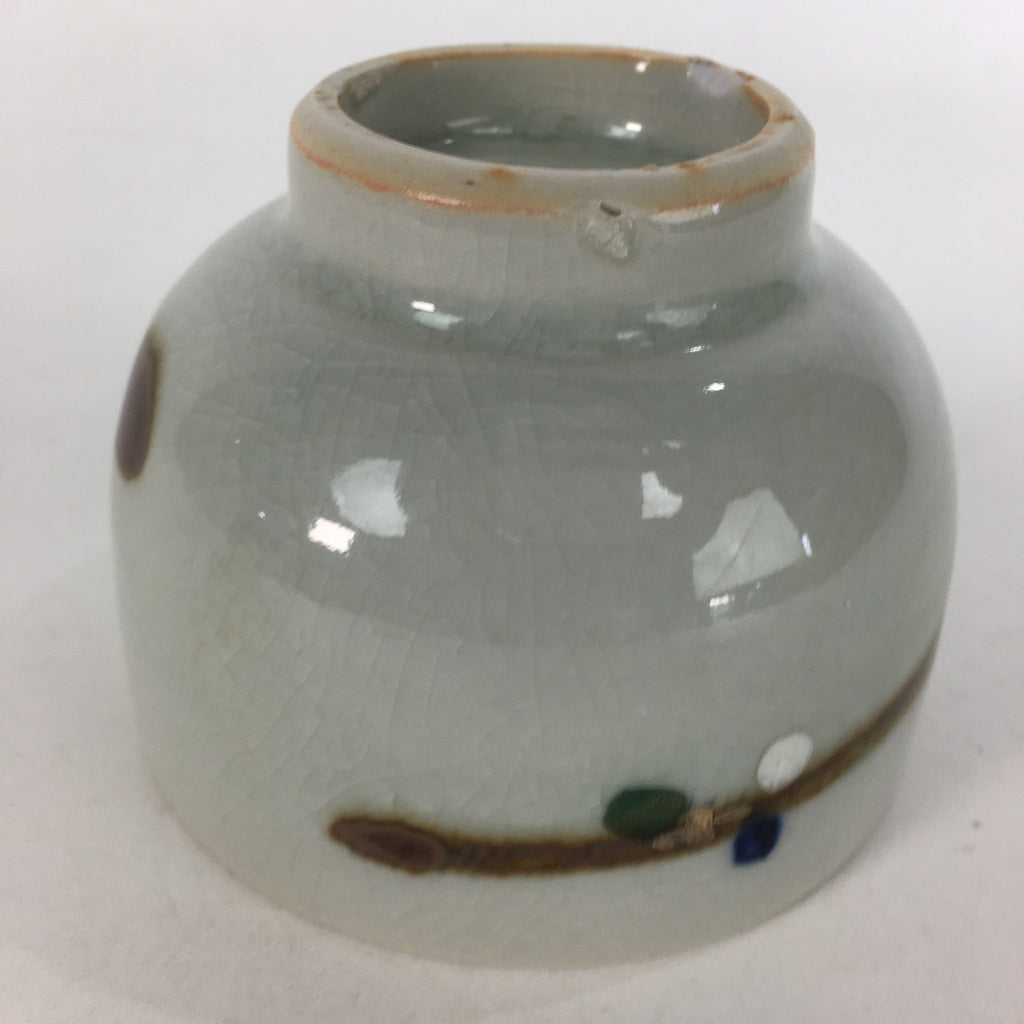 Japanese Ceramic Teacup Yunomi Vtg Red Plum Blossoms White Sencha TC219