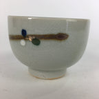 Japanese Ceramic Teacup Yunomi Vtg Red Plum Blossoms White Sencha TC219