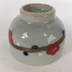 Japanese Ceramic Teacup Yunomi Vtg Red Plum Blossoms White Sencha TC219