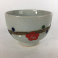 Japanese Ceramic Teacup Yunomi Vtg Red Plum Blossoms White Sencha TC219