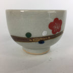 Japanese Ceramic Teacup Yunomi Vtg Red Plum Blossoms White Sencha TC220