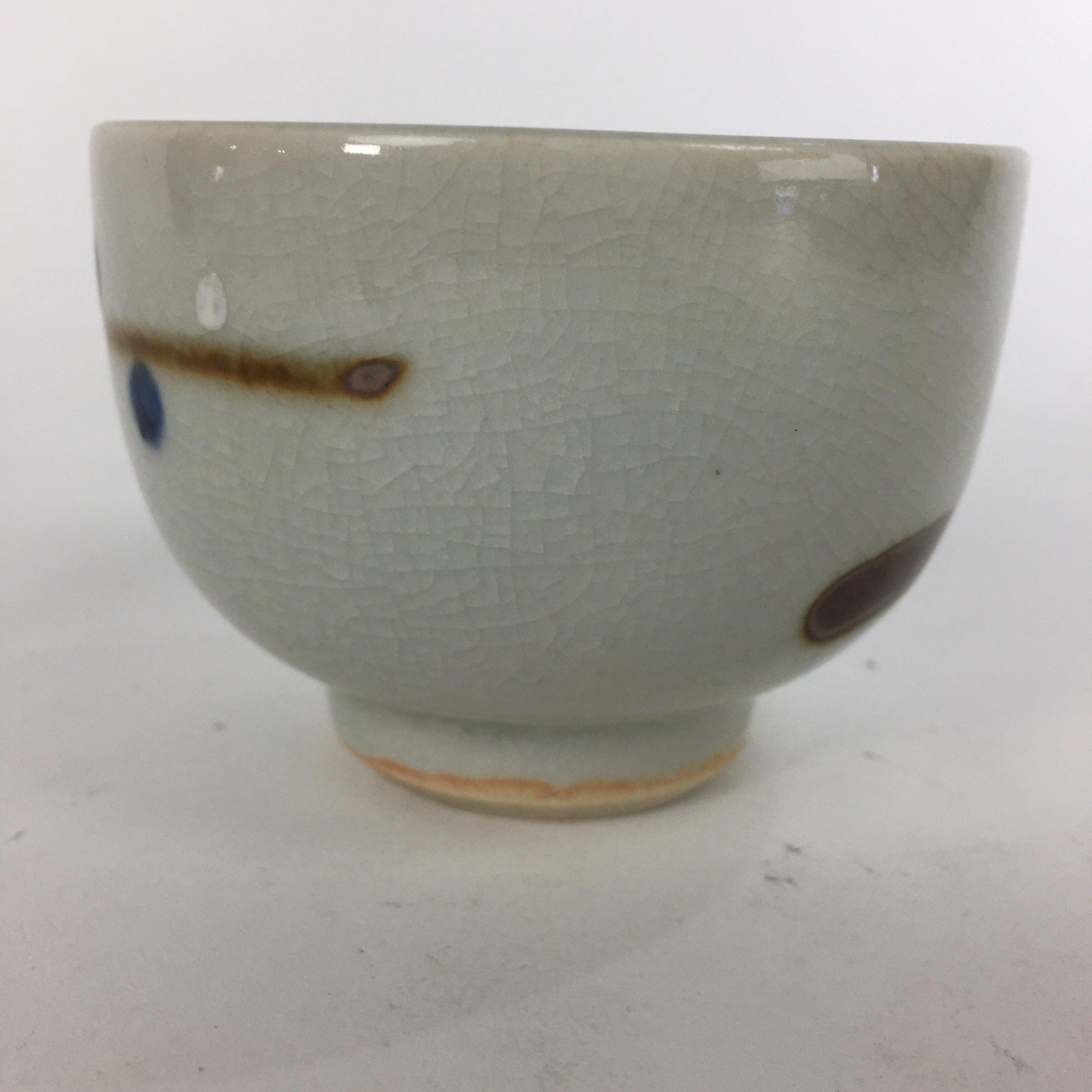 Japanese Ceramic Teacup Yunomi Vtg Red Plum Blossoms White Sencha TC220