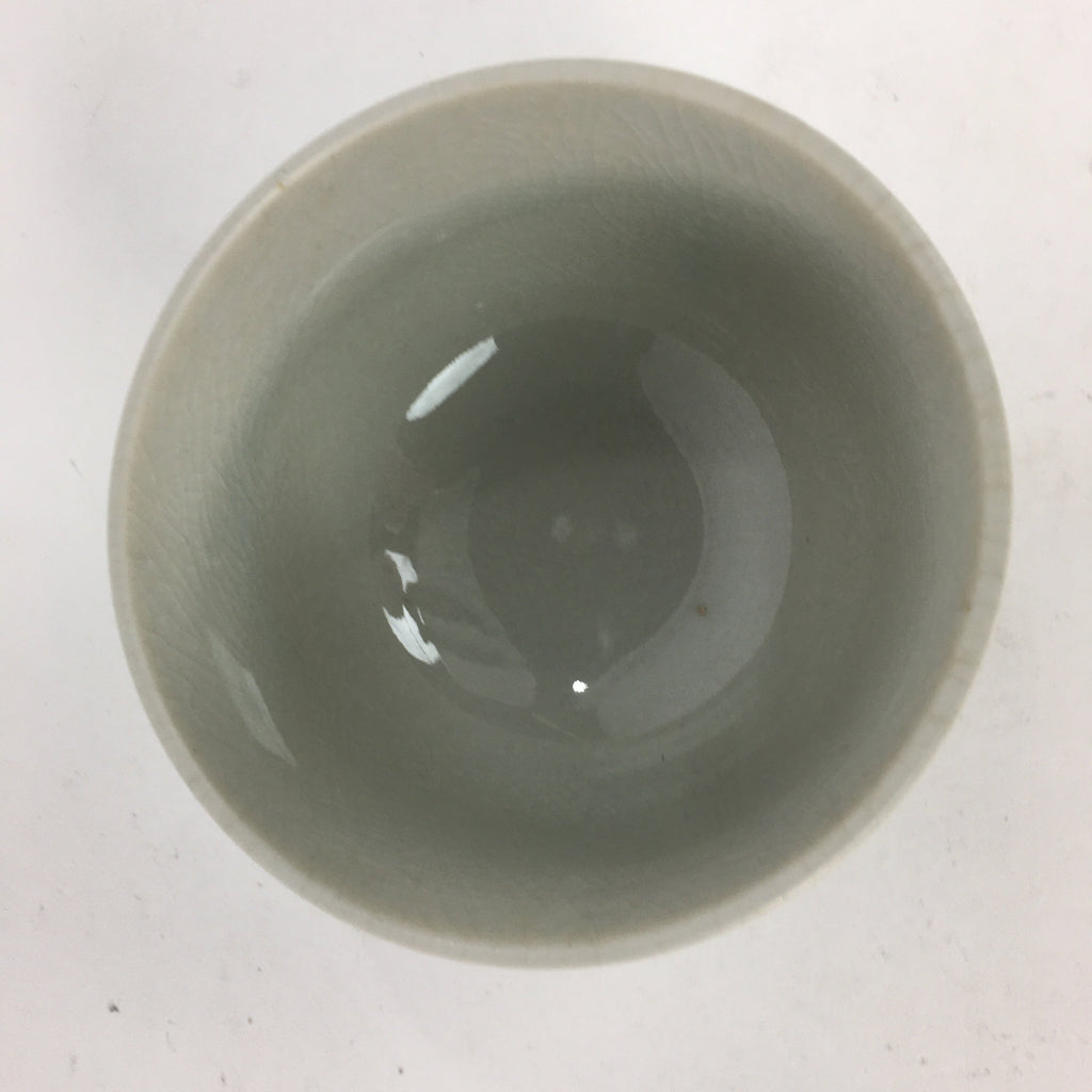 Japanese Ceramic Teacup Yunomi Vtg Red Plum Blossoms White Sencha TC220