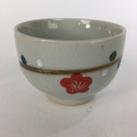 Japanese Ceramic Teacup Yunomi Vtg Red Plum Blossoms White Sencha TC220