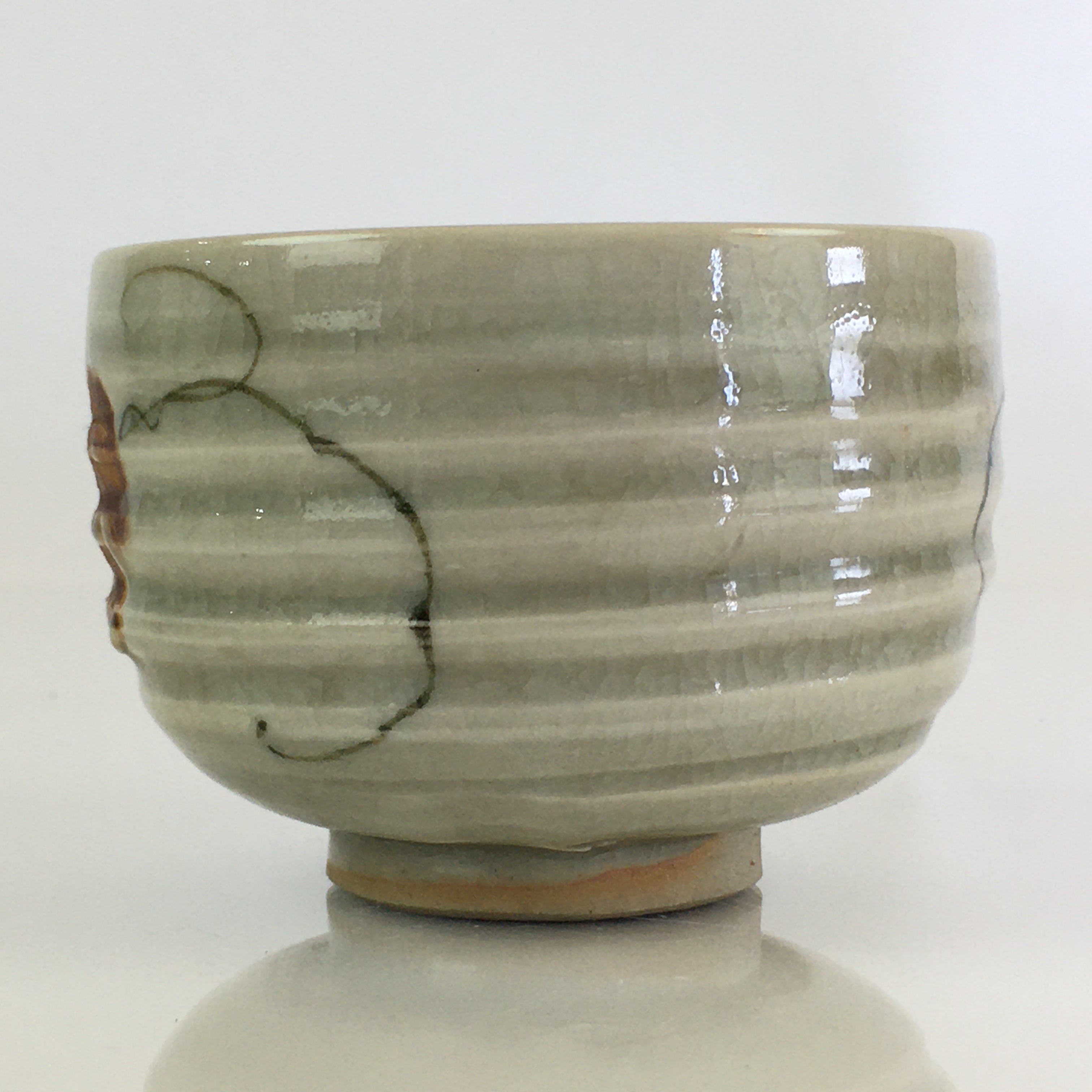 Japanese Ceramic Teacup Yunomi Vtg Vine Plant Leaves Sencha TC301