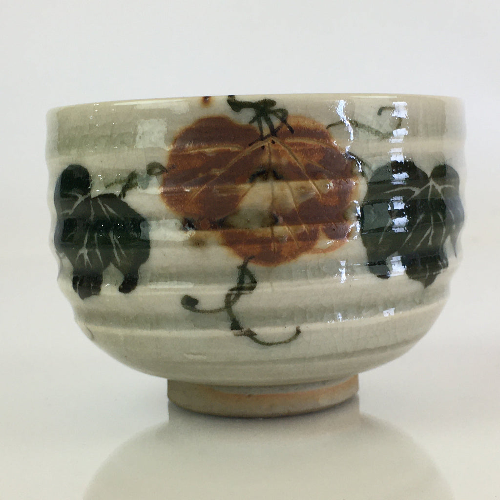 Japanese Ceramic Teacup Yunomi Vtg Vine Plant Leaves Sencha TC302