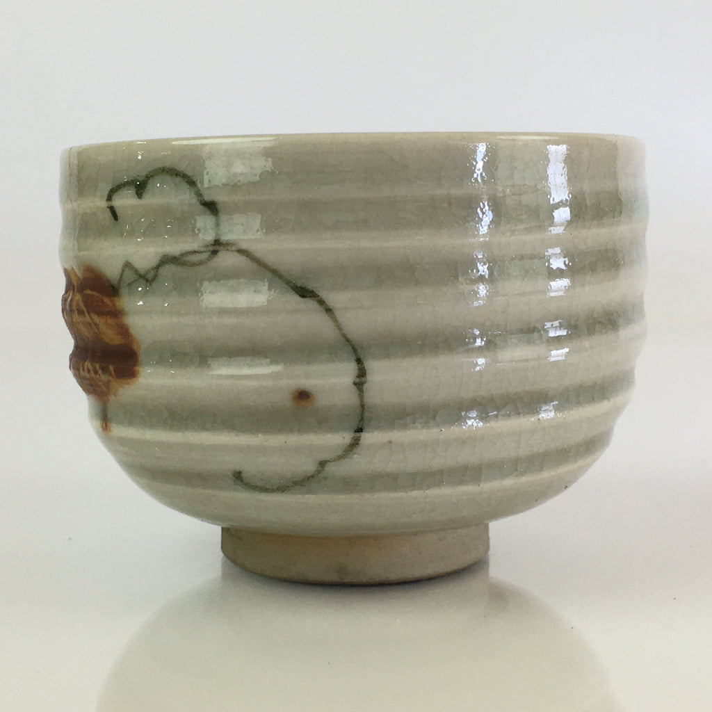 Japanese Ceramic Teacup Yunomi Vtg Vine Plant Leaves Sencha TC302