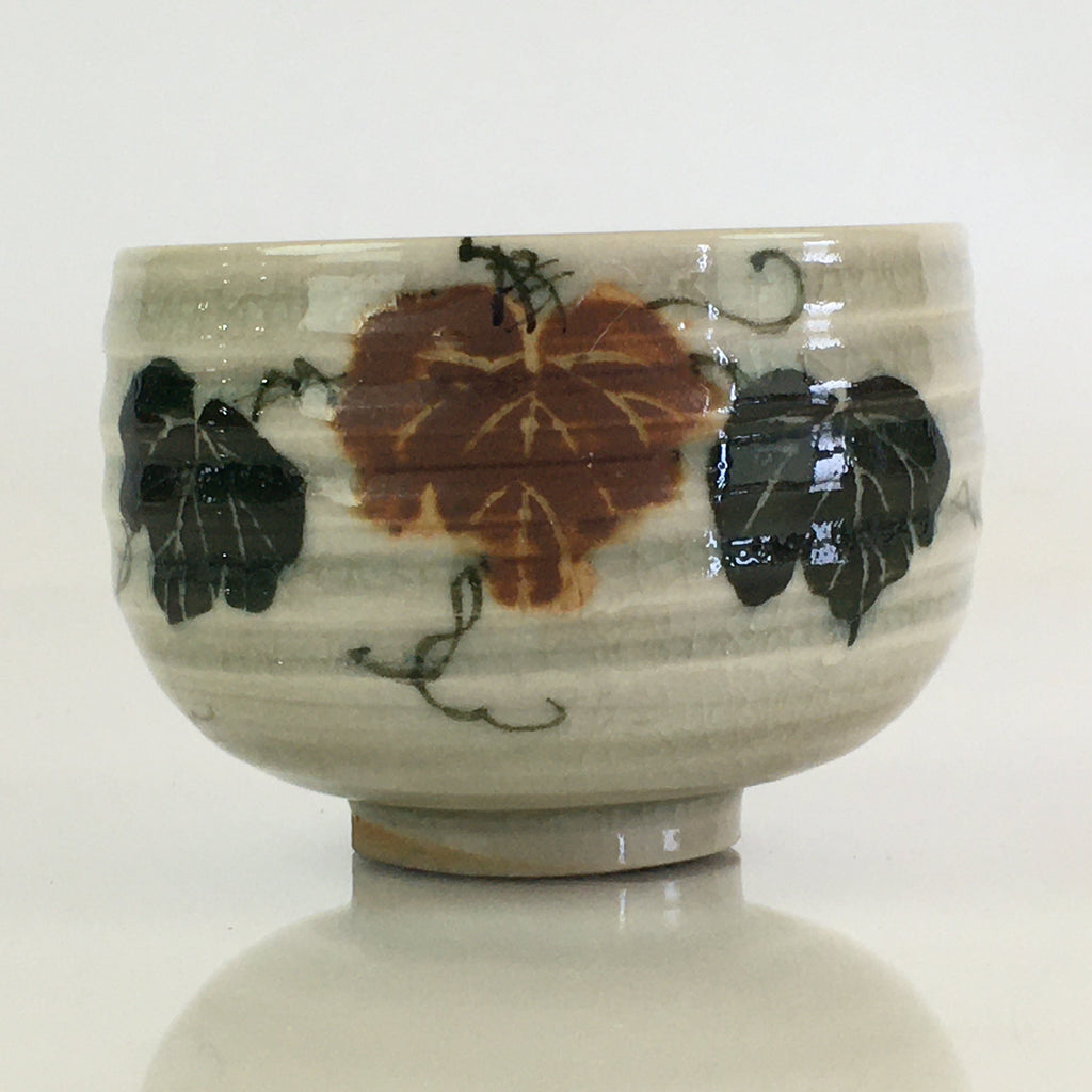 Japanese Ceramic Teacup Yunomi Vtg Vine Plant Leaves Sencha TC303