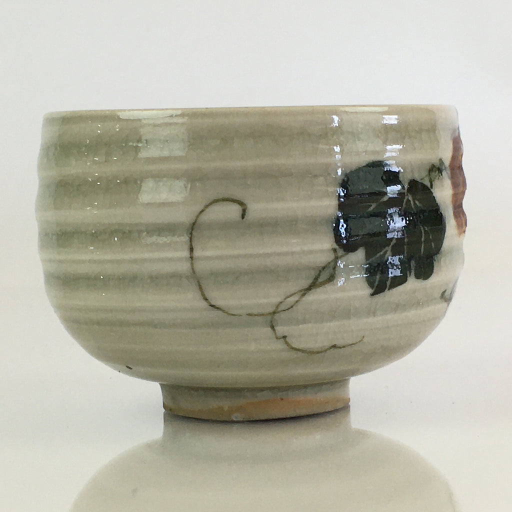 Japanese Ceramic Teacup Yunomi Vtg Vine Plant Leaves Sencha TC303