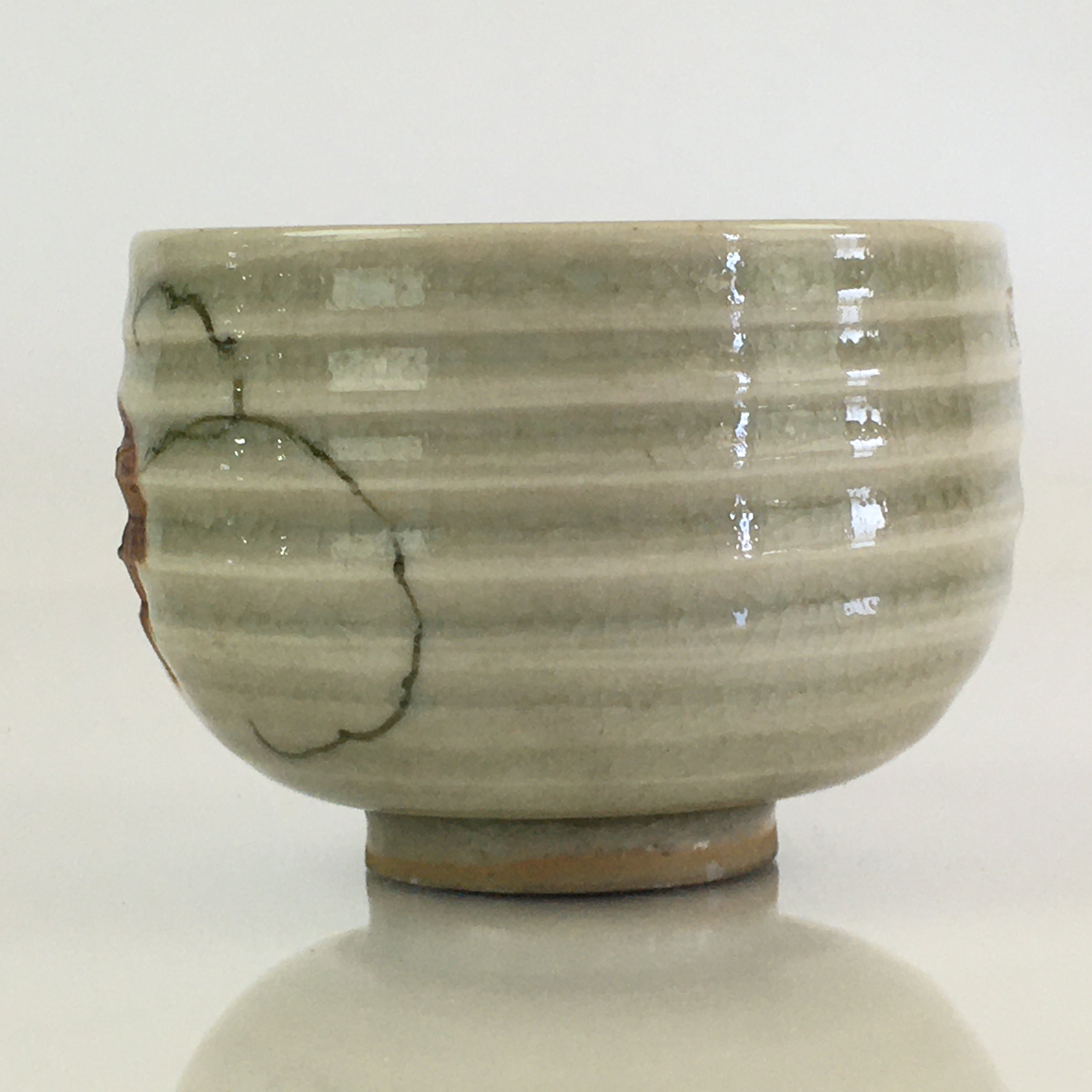 Japanese Ceramic Teacup Yunomi Vtg Vine Plant Leaves Sencha TC304