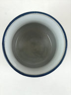 Japanese Ceramic Teacup Yunomi Vtg White Glaze Blue Semicircle Green Tea TC331