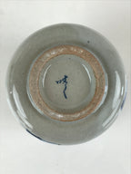 Japanese Ceramic Teacup Yunomi Vtg White Glaze Blue Semicircle Green Tea TC331
