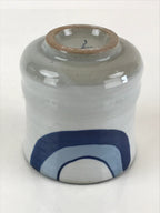 Japanese Ceramic Teacup Yunomi Vtg White Glaze Blue Semicircle Green Tea TC331
