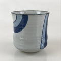 Japanese Ceramic Teacup Yunomi Vtg White Glaze Blue Semicircle Green Tea TC331