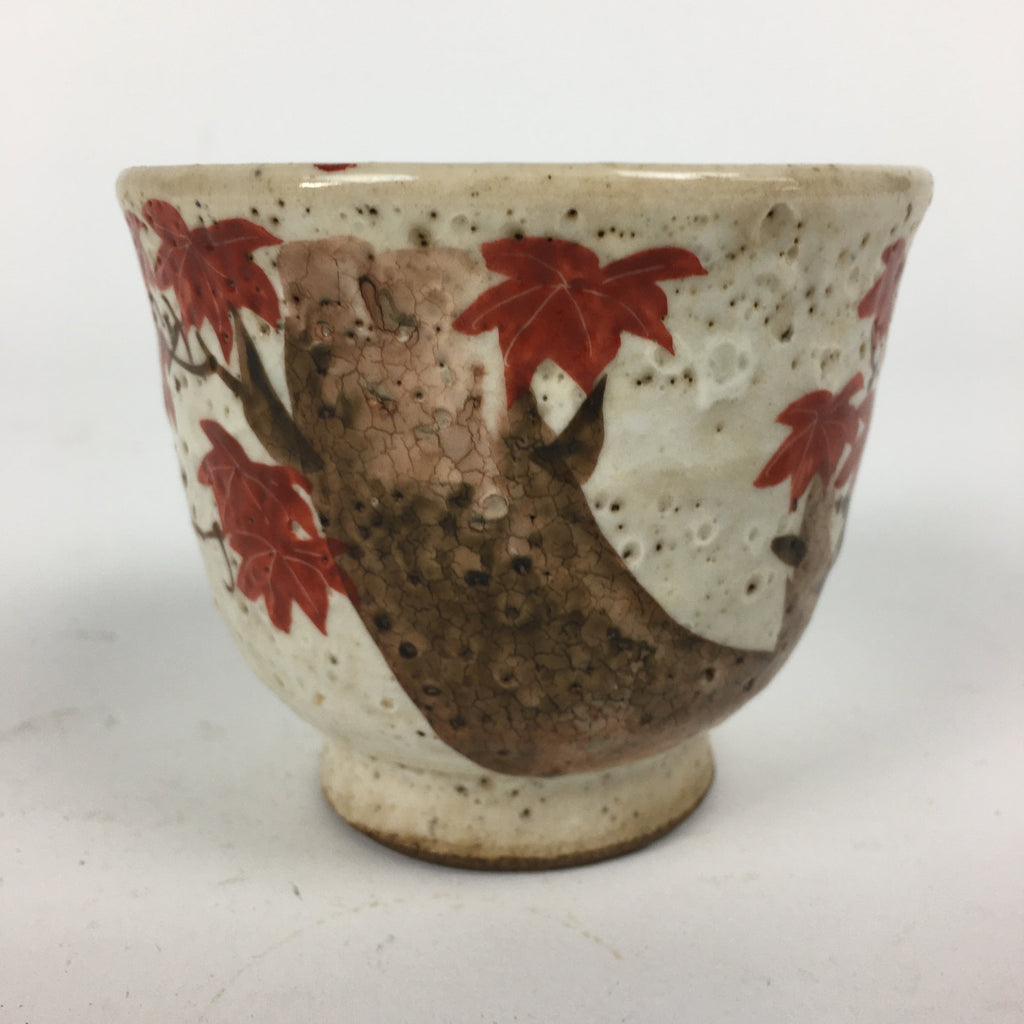 Japanese Ceramic Teacup Yunomi Vtg White Japanese Maple Sencha TC281