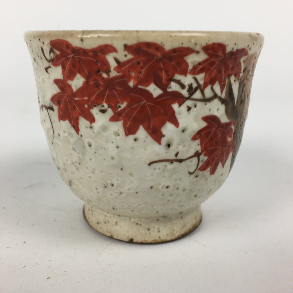 Japanese Ceramic Teacup Yunomi Vtg White Japanese Maple Sencha TC281