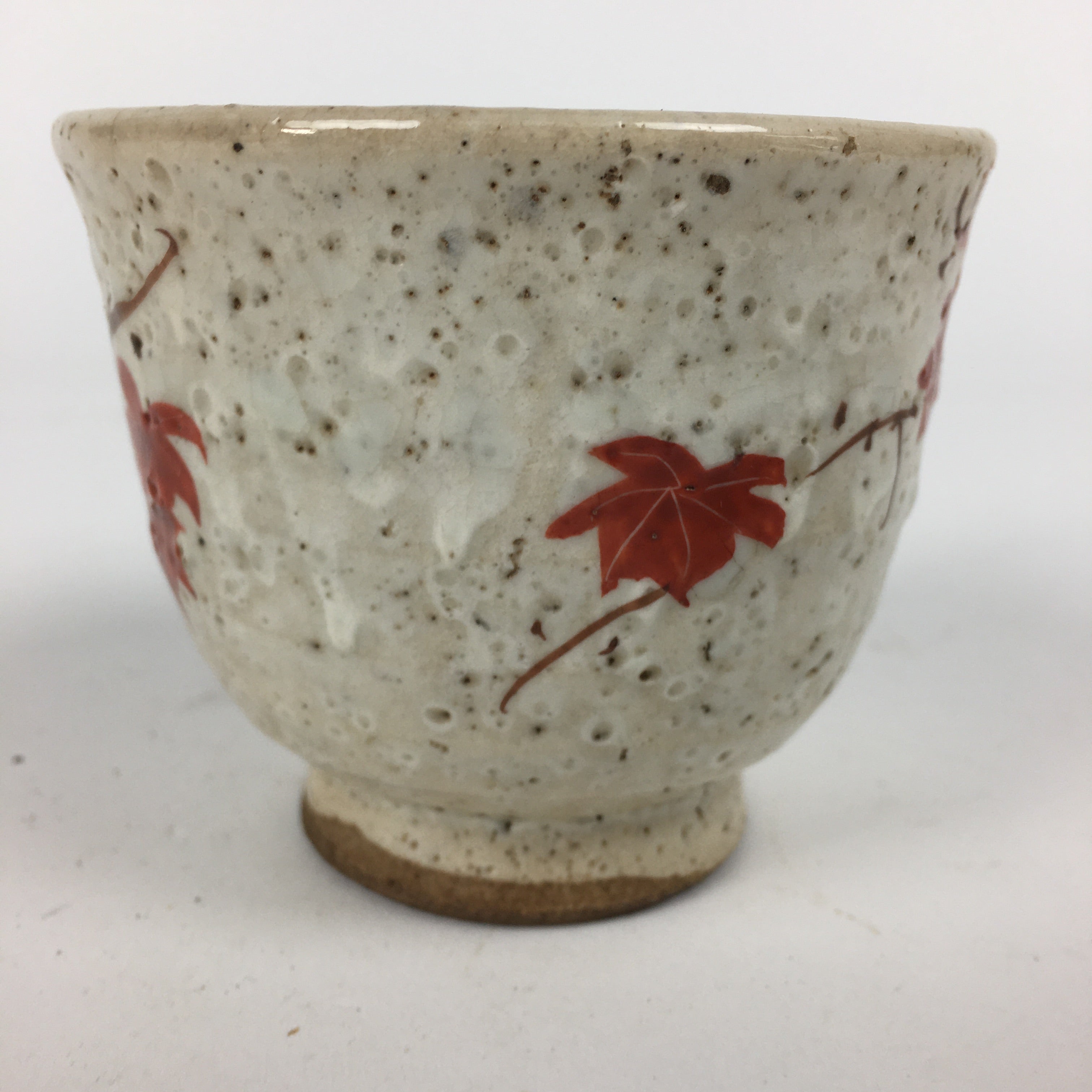 Japanese Ceramic Teacup Yunomi Vtg White Japanese Maple Sencha TC281