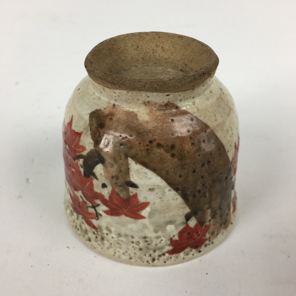 Japanese Ceramic Teacup Yunomi Vtg White Japanese Maple Sencha TC282