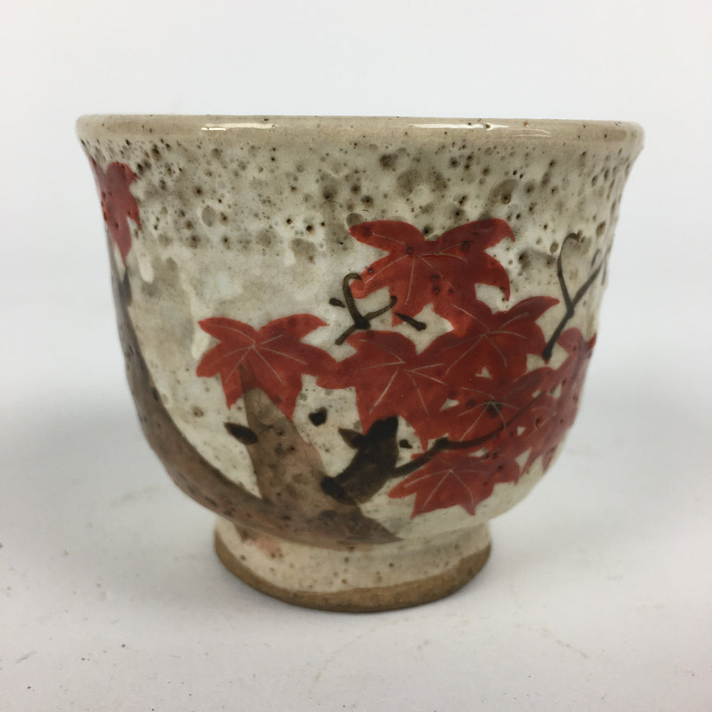 Japanese Ceramic Teacup Yunomi Vtg White Japanese Maple Sencha TC282