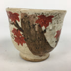 Japanese Ceramic Teacup Yunomi Vtg White Japanese Maple Sencha TC282