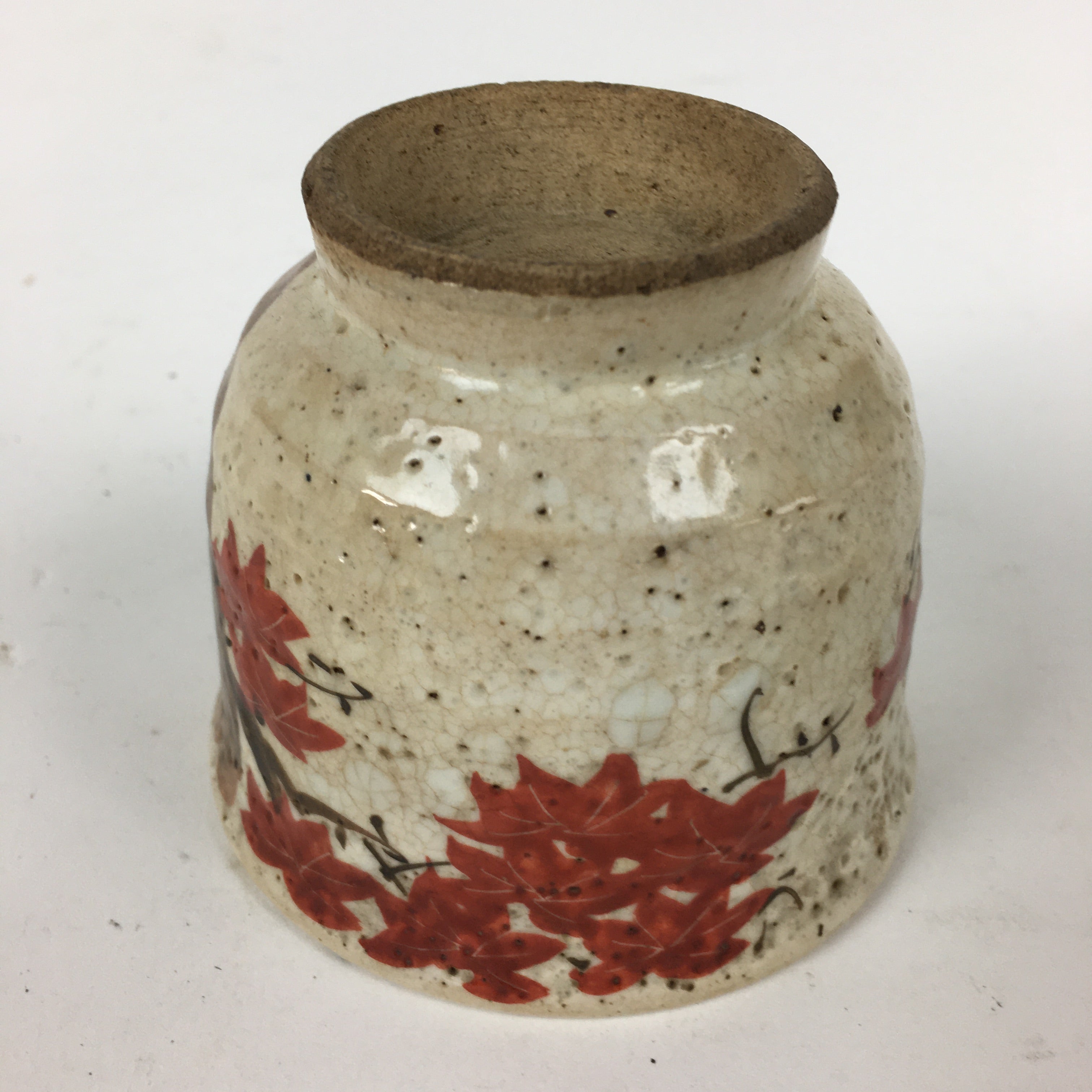 Japanese Ceramic Teacup Yunomi Vtg White Japanese Maple Sencha TC282