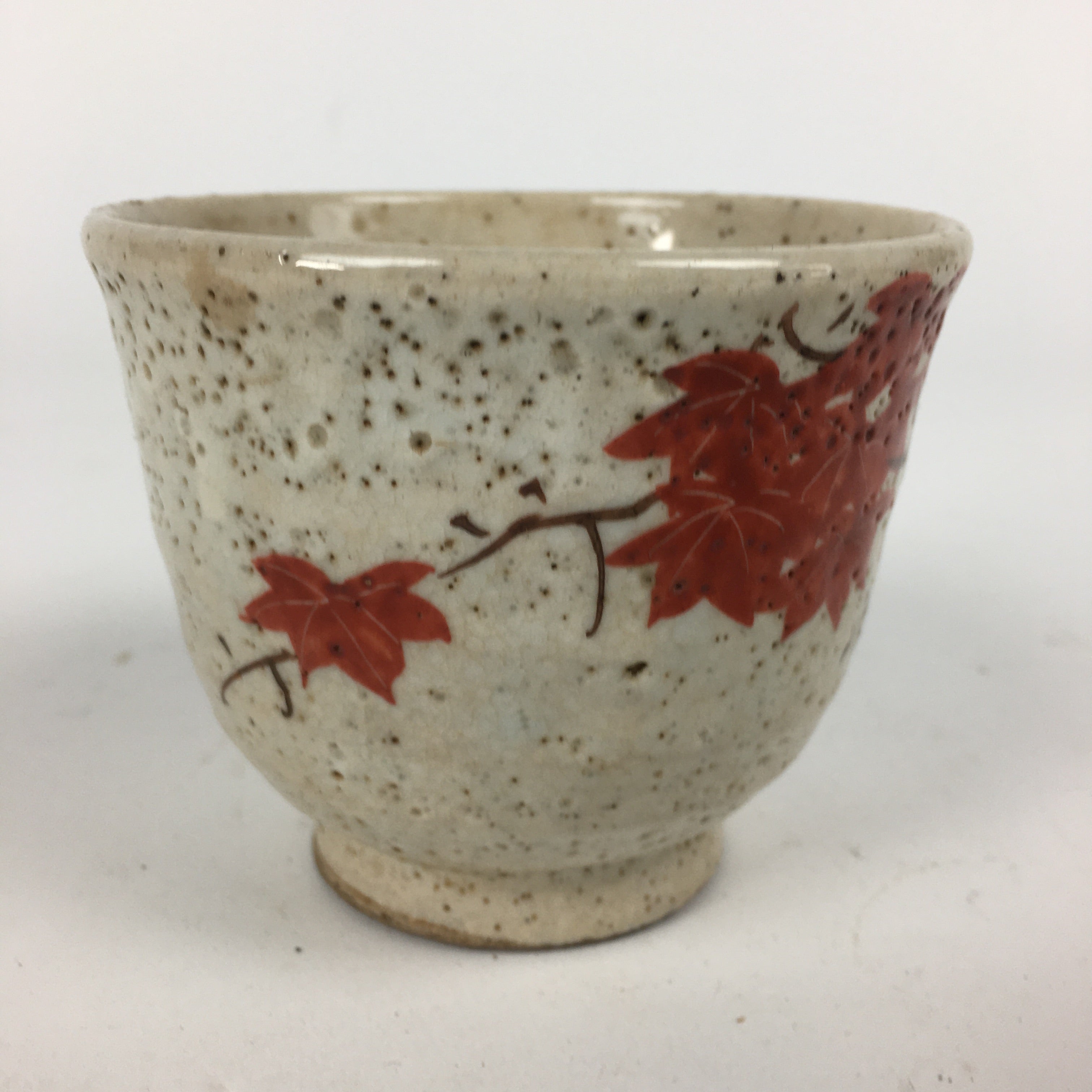 Japanese Ceramic Teacup Yunomi Vtg White Japanese Maple Sencha TC283