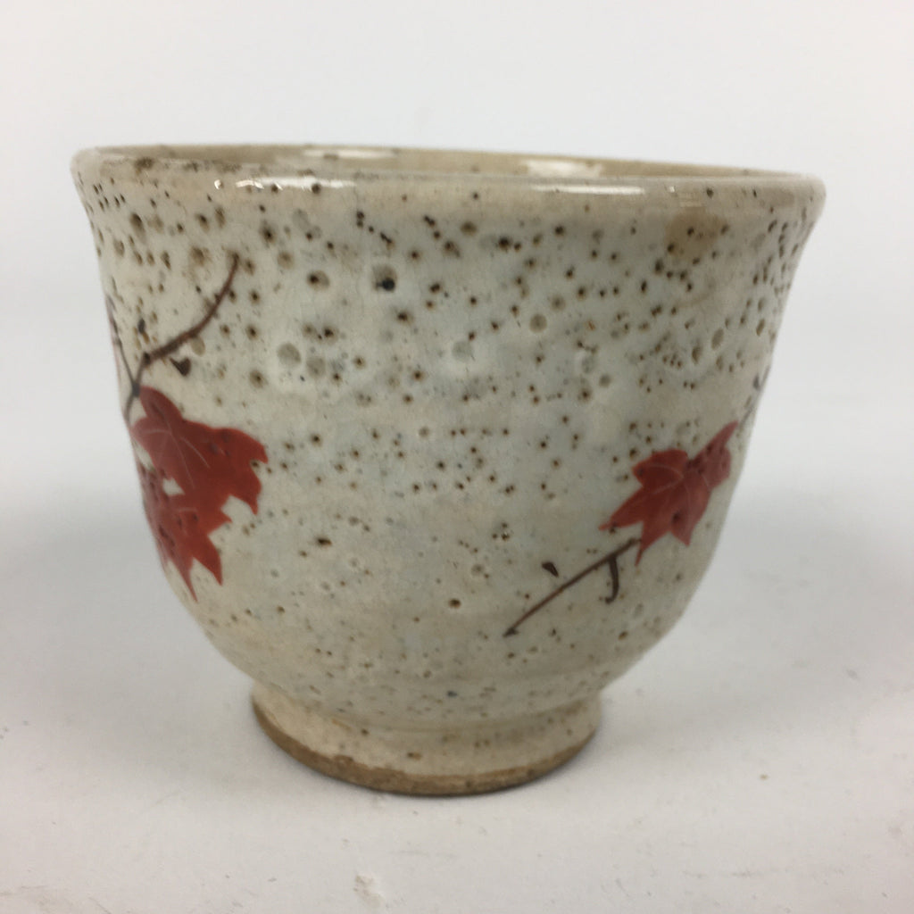 Japanese Ceramic Teacup Yunomi Vtg White Japanese Maple Sencha TC283