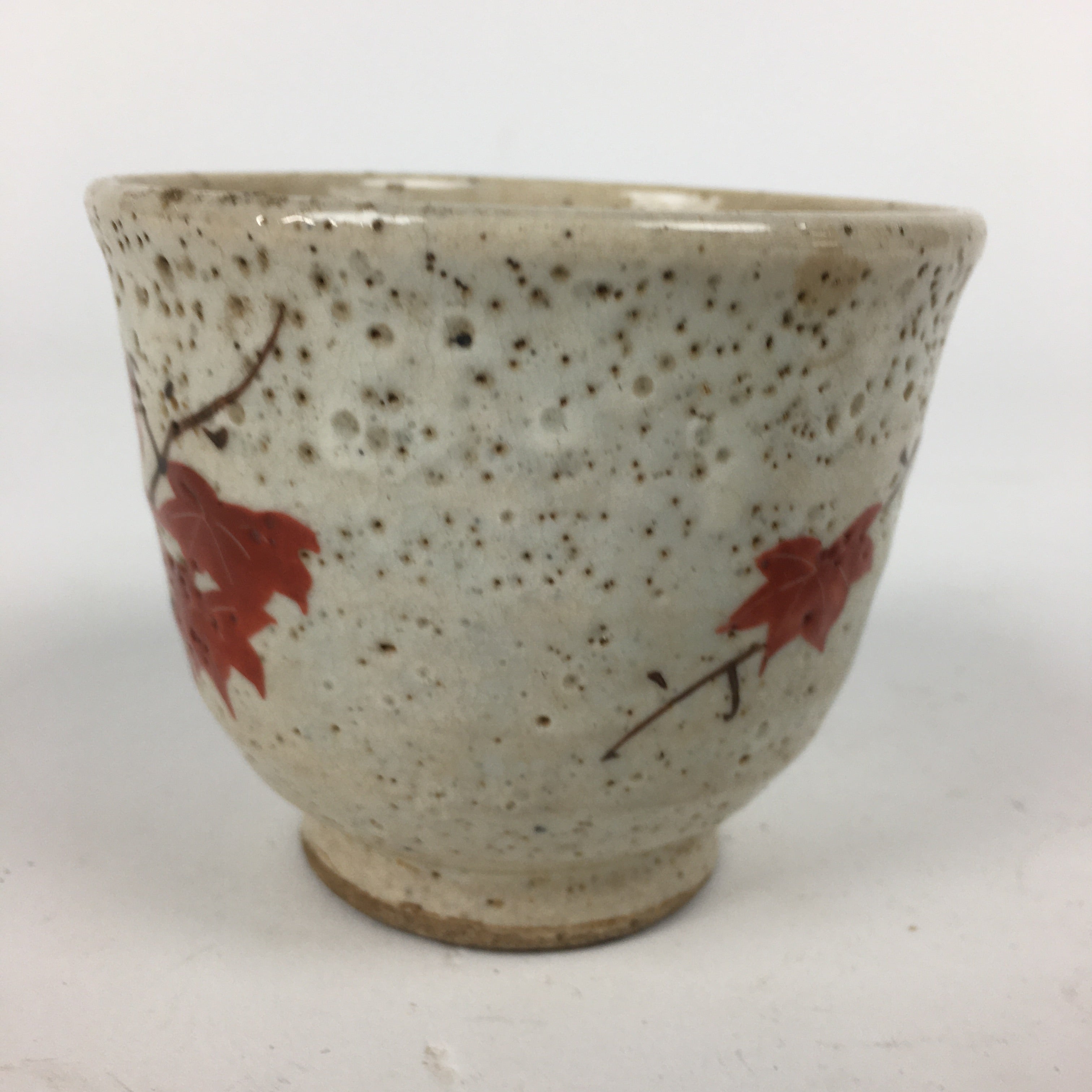 Japanese Ceramic Teacup Yunomi Vtg White Japanese Maple Sencha TC283