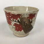 Japanese Ceramic Teacup Yunomi Vtg White Japanese Maple Sencha TC283